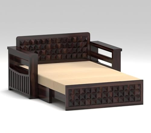 Image of Wooden Sofa Cum Bed (Ades Walnut)