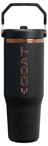 Image of STANLEY x Messi IceFlow 2.0 Flip Straw Tumbler with Handle, 30 oz | Twist on Lid and Flip Up Straw | Leak Resistant Water Bottle | Insulated Stainless Steel | BPA-Free | Messi Goat Black
