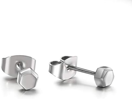 TGNEL Titanium Tiny Hexagon Stud Earrings Hypoallergenic for Women Girls High Polished