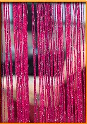 Fadenvorhang Glänzende Quaste mit silberner Linie, Fadenvorhang, 300 x 290 cm, 100 x 200 cm, modischer Volant, Wohnzimmerteiler, Hochzeit, DIY-Heimdekoration Fadengardine(Rose,300x290cm)