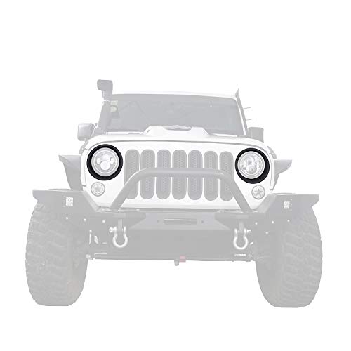 Hooke Road Matte Black Headlight Bezels Headlight Cover Trim For 2007-2015 Jeep Wrangler Jk & Wrangler Unlimited #TOP1