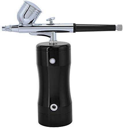 Airbrush Gun Paint Sprayer, G12 Pump 0.3mm Mini 7CC Airbrush Compressor Kit + Cleaning Tool Craft Paint Art Spray Gun Set Tools for Inkjet Painted Nail Art Tattoo Hobby Model(Black)