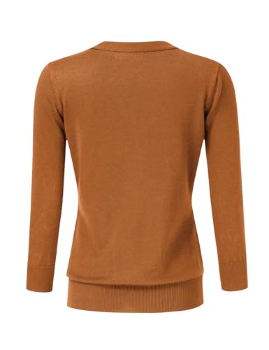 Image of Leadingstar Women's 3 /4 Sleeve Cardigan Lightweight Sweater Cardigan V-Neck Solid Color Soft Knit Sweater Tops