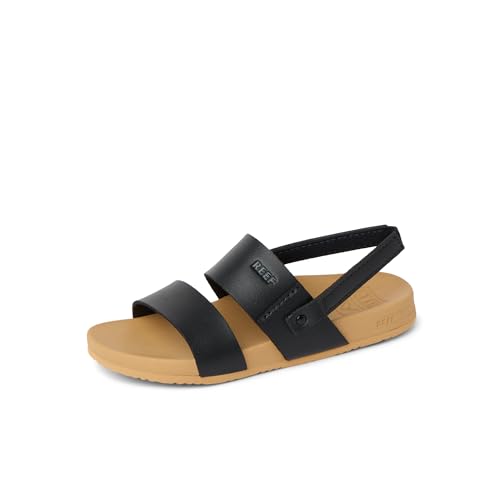 REEF Girls Sandals, Toddler/Little Kid Cushion Vista, Black/Tan, 10