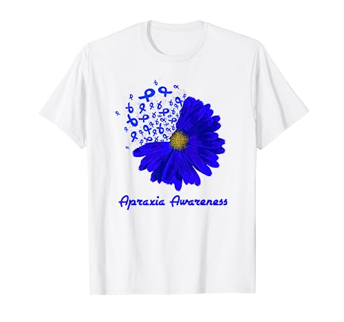 Apraxia Awareness Blue Sunflower Ribbon Fighter Hope Camiseta