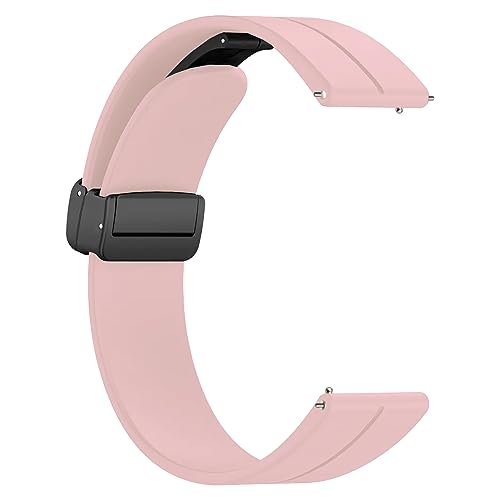 Image of ACM Watch Strap Silicone Belt Magnetic Clasp 20mm compatible with Samsung Galaxy Watch 6 Classic 44mm & 47mm Smartwatch Sports Hook Band Creame Pink