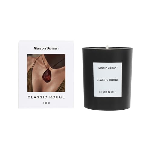Classic Rouge Candle by Maison Sicilian | Inspired by Baccarat Rouge 540 | 24 Hour Burn | Premium Coconut Beeswax Blend + Luxury Fragrance Oil | Elegant-Inviting Ambiance & Luxury Gift for Her