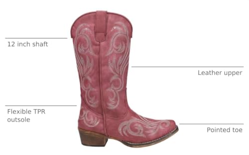 Image of ROPER Womens Riley Embroidered Snip Toe Casual Boots Mid Calf Low Heel 1-2 inch