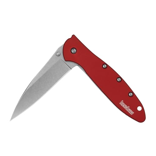 Image of Kershaw Leek, BlackWash Pocket Knife (1660BLKW); 3 Sandvik 14C28N Steel Blade, 410 Stainless Steel Handle, BlackWash Finish, SpeedSafe Assisted Open, Frame and Tip Locks, Reversible Pocketclip; 3 OZ