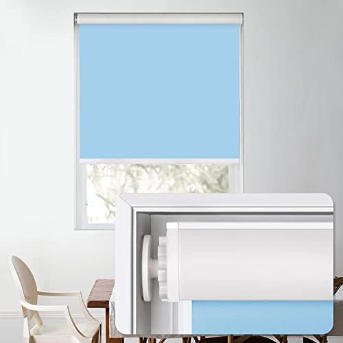 LazBlinds No Tools No Drill Thermal Insulated 100% Blackout Waterproof Fabric Roller Blinds and Shades for…