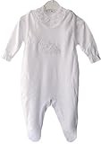 La Bortini Baby SET Strampler & Body Gr. 50 56 62 68 74 80 86 100% Baumwolle Weiß Taufe (56)