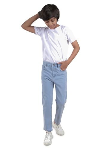 Image of KiddoPanti Boys Full Length Stretchable Straight Fit Washed Denim Jeans