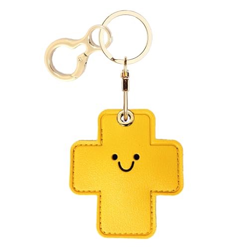 ZOUITY Leather Airtag Keychain Case Holder,Cute Protective Apple Air Tag Cover with Key Ring,Anti-Scratch Hidden Finder GPS Tracker Case for Wallet Keys,Bag,Pets,Backpack(Cross)