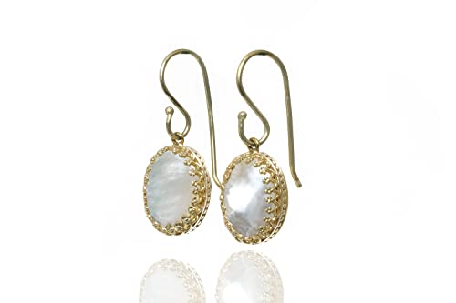Boucles d'oreilles pendantes en nacre anémone vintage pour mariage et soirée