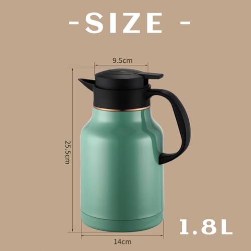 Termiczna karafka do kawy ze stali nierdzewnej 1,8 l, izolowana butelka utrzymuje temperaturę gorących i zimnych napojów przez 36 godzin, serwer do kawy premium do gorących płynów - i stylowa karafka