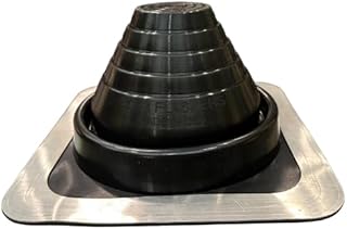 Flashers #3 Black EPDM Square Flexible Roof Jack Metal Roofing Pipe Flashing (Pipe OD 1/4" to 5") - 100% Made In The USA