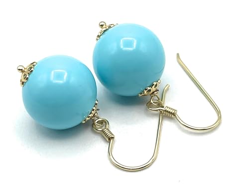 Boucles d'oreilles turquoises en vermeil doré 24k d'artisanat italien
