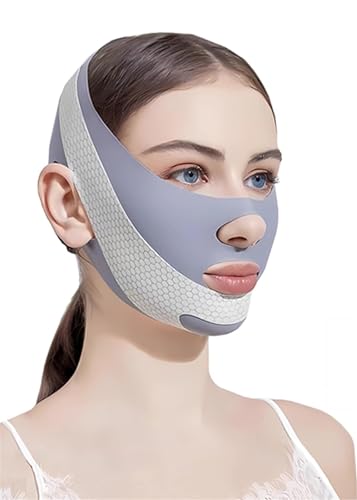 グラフェン再利用可能なVラインフェイスマスク、女性用あごストラップ、Vラインリフティングチンストラップ、通気性、快適なあごストラップソフトフェイスチンアップテープ、あごストラップ付き、女性用あごストラップクリスマスギフト