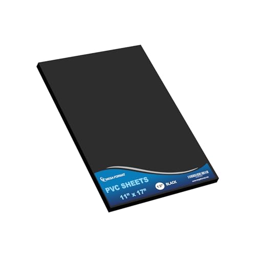 Image of Mega Format Expanded PVC Plastic Sheets - 11 inch X 17 inch Rigid Black Sheet for Crafts, Signage, & Displays - Sintra, Celtec PVC Board - Waterproof for Outdoors Use - 1 /2 inch 12mm Thick - 1-Pk-Black