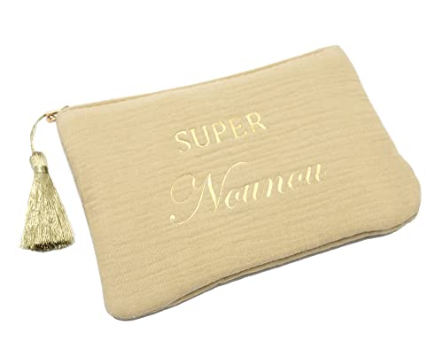 Trousse Pochette Coton Beige "Super Nounou", Oh My Shop