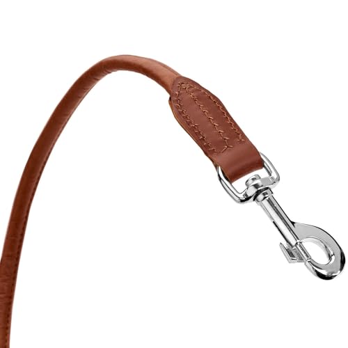 HUNTER Hundeführleine Round & Soft Canadian UP, Farbe: Cognac, weiches, geschmeidiges Leder, Handschlaufe, rundgelegt, nachhaltig, Made in Germany, Größe: 6/110