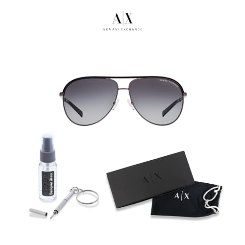 Armani Exchange AX2002 Aviator Sunglasses For Men For Women + BUNDLE with Designer iWear Eyewear Care Kit2