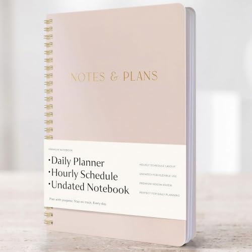 Beautiful Daily Planner And Notebook With Hourly Schedule - Spiral Notebook