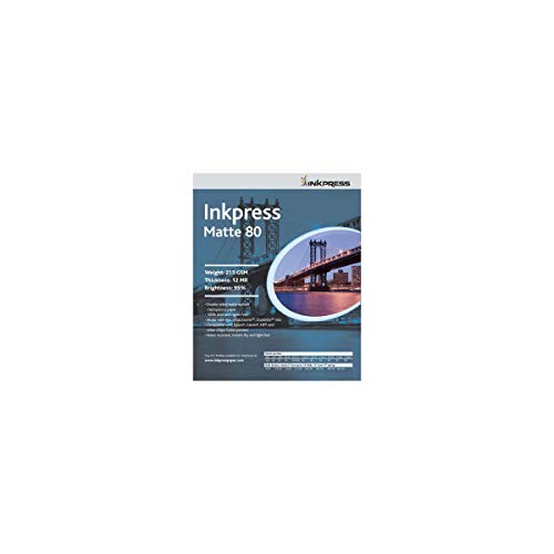 Inkpress Duo Matte 80 Inkjet Paper, 215 GSM Weight, 12 mil Thickness, 95% Brightness, Double Sided, 11x17, 50 Sheets Inkpress Duo Matte 80 Inkjet Paper, 215 GSM Weight, 12 mil Thickness, 95% Brightness, Double Sided, 11x17", 50 Sheets