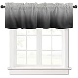 Zadaling Valance Curtain for Kitchen, Ombre Black Grey Window Valance for Living Room Scroll,Rod Pocket Valances for Bedroom Decor,Window Treatment Valance 1 Panel 18' x 54'