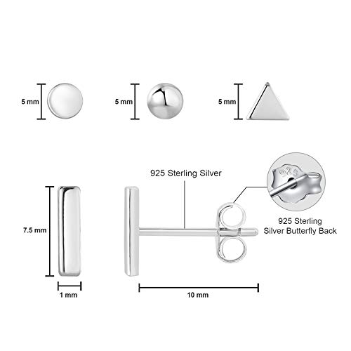 925 Sterling Silver Stud Earrings for Women, 4 Pairs 14K White Gold Plated Hypoallergenic Small Silver Stud Earrings Set for Women Men2