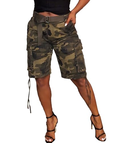 Short de marche camouflage femme taille haute contre les frottements