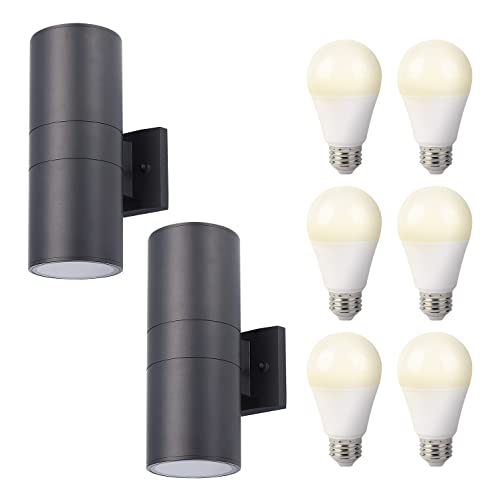 Asd (2 Pack Patio Wall Light Fixture With Two E26 Base Sockets Etl Listed & Ostwin (6 Pack) 9W Led Light Bulb - E26 Base A19 3000K Ul Listed #TOP16