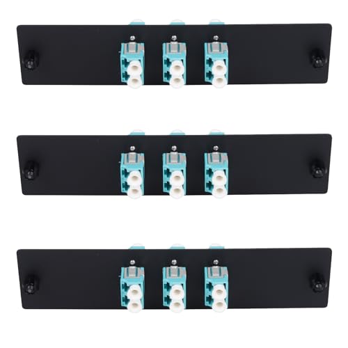 fyboptwu - 6 Fibers LC to LC OM3 Duplex Multi Mode Fiber Patch Panel with 3 pcs LC/LC UPC Duplex Multimode Fiber Optic Coupler Adapters Connector,3pcs