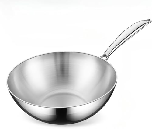 ステンレス鋼 焦げ付かない 深型フライパン 炒め鍋 三層構造 食洗器対応 ガス火・ 対応 家庭用・業務用 調理用パン (カバーなしで,22cm)