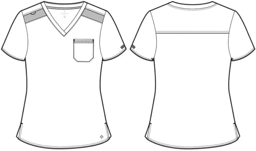 Image of Med Couture Touch Women's Scrub Tops V-Neck Tuck-in Top with 1 Pocket | Slim Fit, Touch Performance Fabric, Stretchy Rib-Knit Shoulders, Bungee Loop, 2-Way Stretch, Lightweight, for Long Shifts