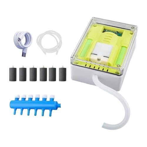 Benboo ポータブル水槽用エアポンプ、軽量、取り付け簡単、6穴ダイバーター付き釣りツール、水槽用エアレーター, 6L