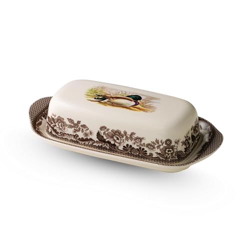 Spode Woodland Butter Dish with Mallard Design – Fine Porcelain Covered Server for Dining & Entertaining – Timeless Wildlife Motif, Country-Inspired Table Décor for Home & Holiday Displays