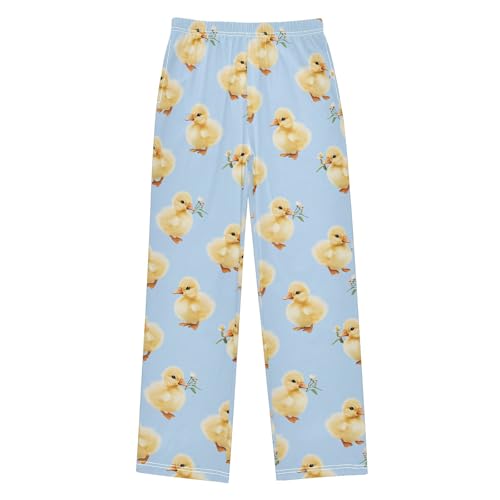 Pajama Pants Lounge Sleep PJ Bottoms Sleepwear Elastic Waist Drawstring S Yellow Duck Daisy