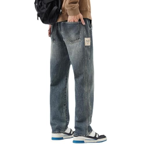 Jeans Pants Trousers Denim Street Washed Retro Loose Classic Trendy Nostalgic Floor Pulling Wide Leg