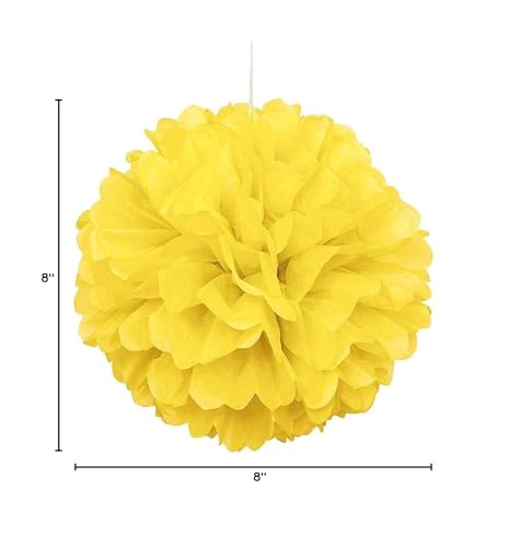 Image of XIKSXITN 12 pc Blue Yellow Tissue Paper Pom poms-Hanging Paper Pom Poms Paper Flowers Ball for Party Decorative(8&10&12 inch)