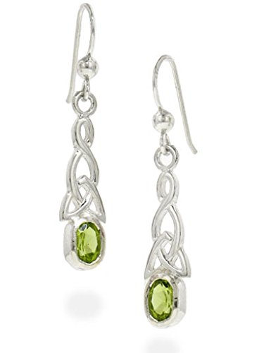 Sterling Silver Celtic Knot and Genuine Peridot Hook Earrings