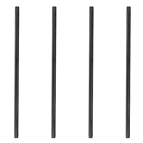 PIPE DECOR 3/4” x 72” Black Steel Plumbing Pipe, Pre Cut, Industrial Steel Grey Fits Standard 3/4 Inch Threaded Black Malleable Iron Fittings, Build Vintage DIY Furniture, 4 Pack