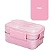 Edelstahl isoliert Lunchbox 2-lagige Kinder Lunchbox Schule Lebensmittel Isolierbehälter mit großer Kapazität Lebensmittelthermoskanne 20,5x14x9cm, Pink Lunchbox, 20,5x14x9cm