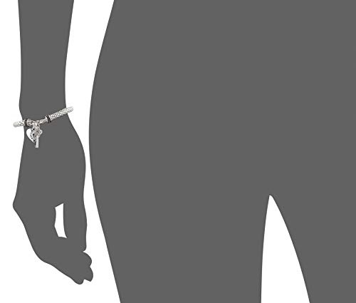 NINE-WEST-Womens-Boxed-Silver-Heart-Key-Stretch-Bracelet-Size-0
