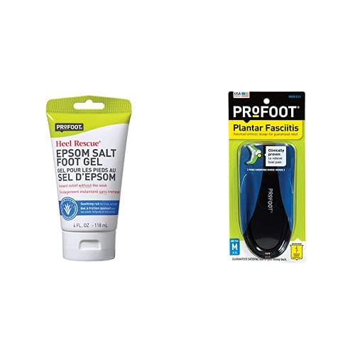 Profoot Epsom Salt Foot Gel, 4 Ounce Orthotic Insoles for Plantar Fasciitis & Heel Pain, Men's 8-13, 1 Pair