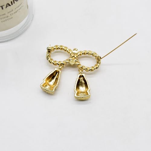 Image of Vintage Ribbon Bow Brooch Pin Exaggerated Bow Knot Lapel Pins Clip Shawl Hat Suit Dress Accessories Brooches Pins Unique Birthday Christmas Jewelry Gifts for Women Girls Mother
