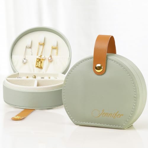 iDIY Regalo Personalizado Joyero Viaje para Mujer, Joyero Personalizado con Inicial, Flor de Nacimiento y Nombre, Regalo de Cumpleaños para Niñas, Amigas