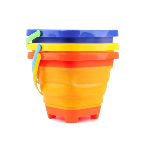 TLHWIN 3-teiliger Falteimer Teleskop-Sandeimer Silikon Falteimer, für Kinder Strand Spielen Camping Wasser Fisch Waschen Garten Sommer Schwimmen Spielzeug Zuhause