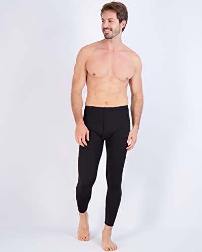 Real Essentials 3 Pack: Men's Thermal Underwear Base Layer Fleece Lined Pants with Fly - Long John Bottom(Big & Tall)4