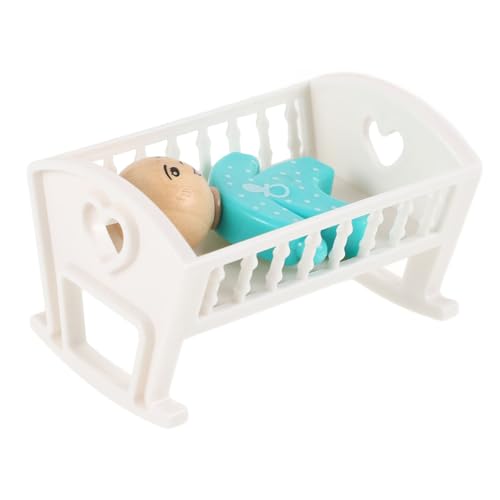 TOYANDONA 1 Juego Cama De Casa De Muñecas Miniature Furniture Miniaturas Muñecas De Clavija Equipo Juguete Mini Modelos De Muebles Mini Modelo De Cuna Kit De Minicuna Adorno De Cuna Madera